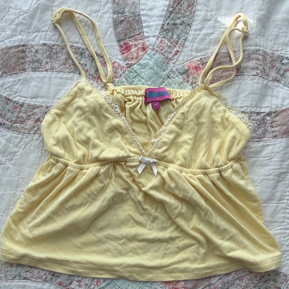 Edikted Yellow Camisole with Lace Trim